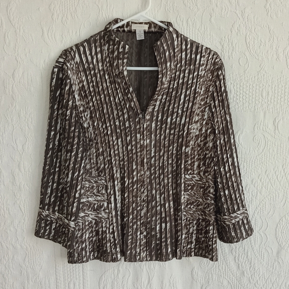 Chico's Julianne Jacket Zip Up Stretchy Boho Lightweight Sexy Shiny Mesh Animal - Picture 12 of 12